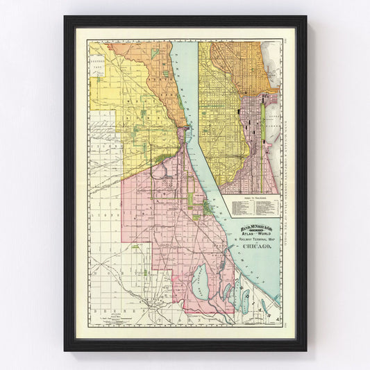 Vintage Map of Chicago, Illinois 1897