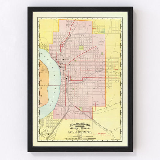 Vintage Map of Saint Joseph, Missouri 1897