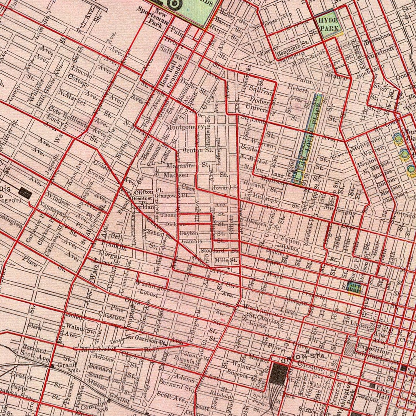 Vintage Map of Saint Louis, Missouri 1897