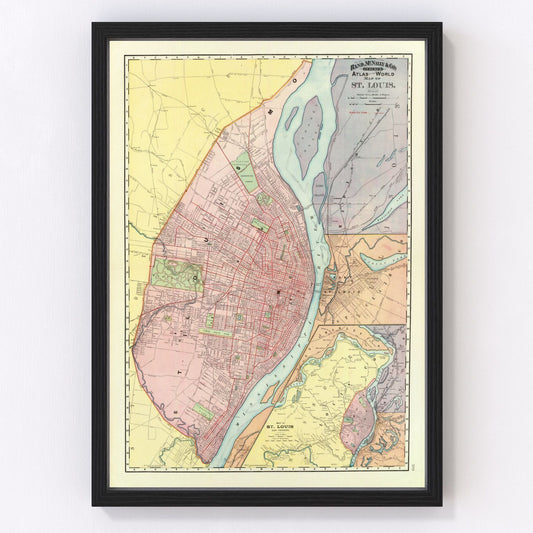 Vintage Map of Saint Louis, Missouri 1897