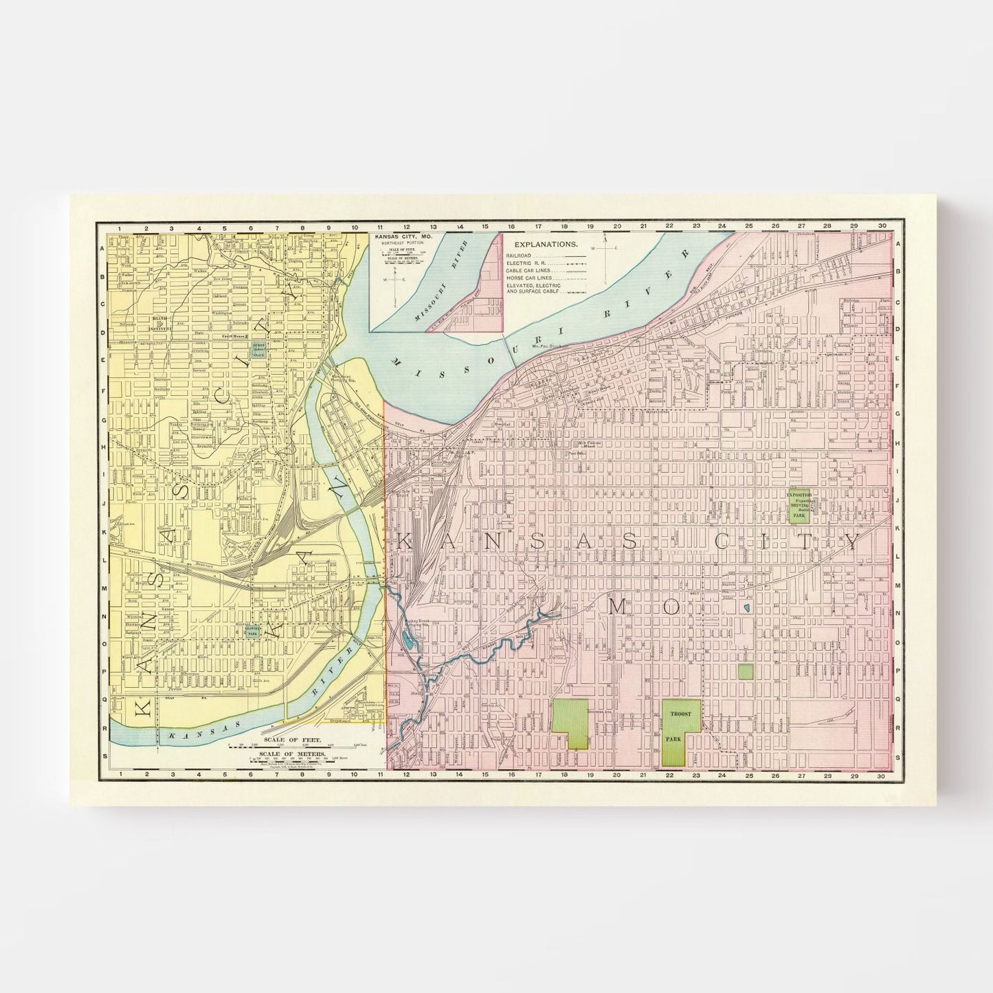 Vintage Map of Kansas City, Kansas 1897
