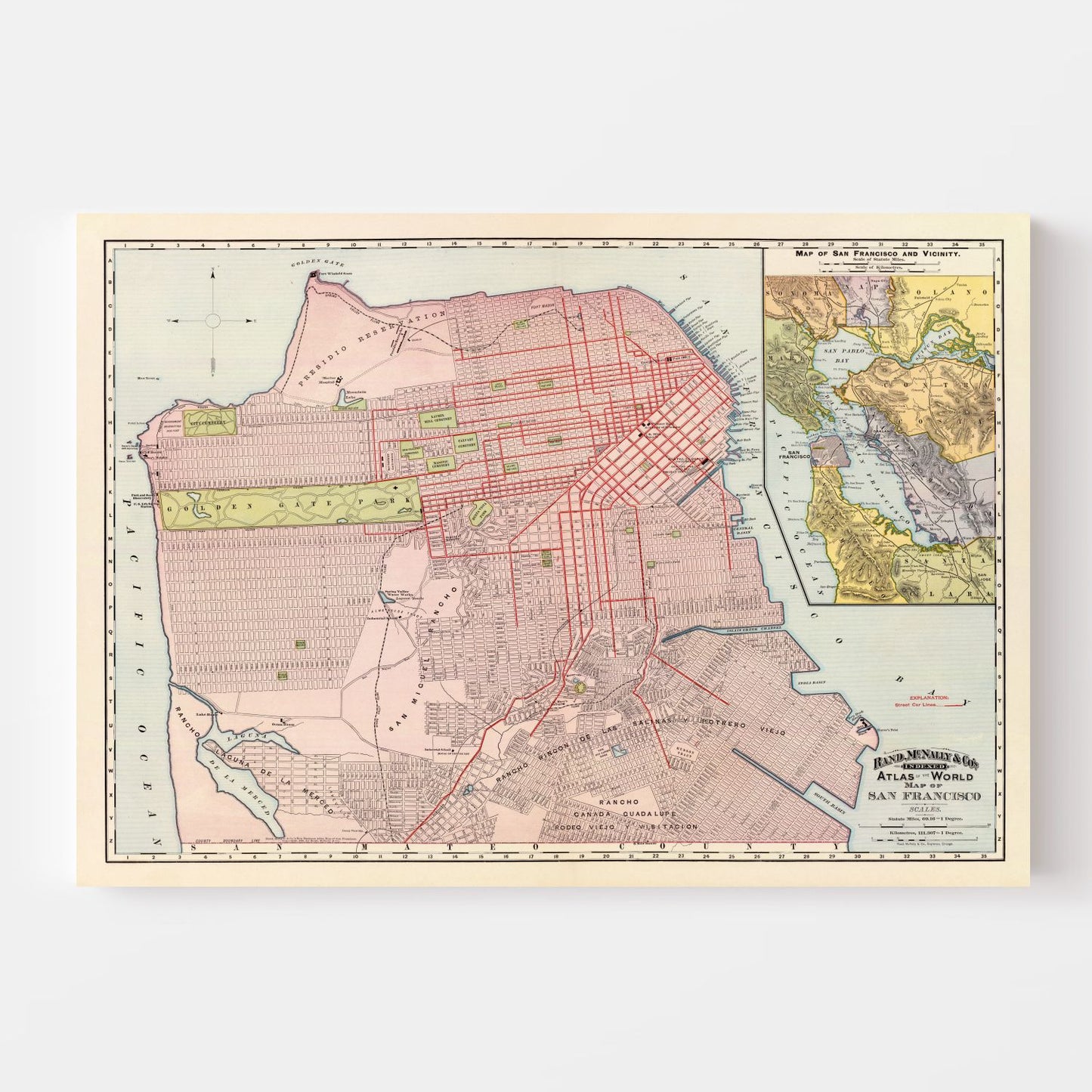 Vintage Map of San Francisco, California 1897