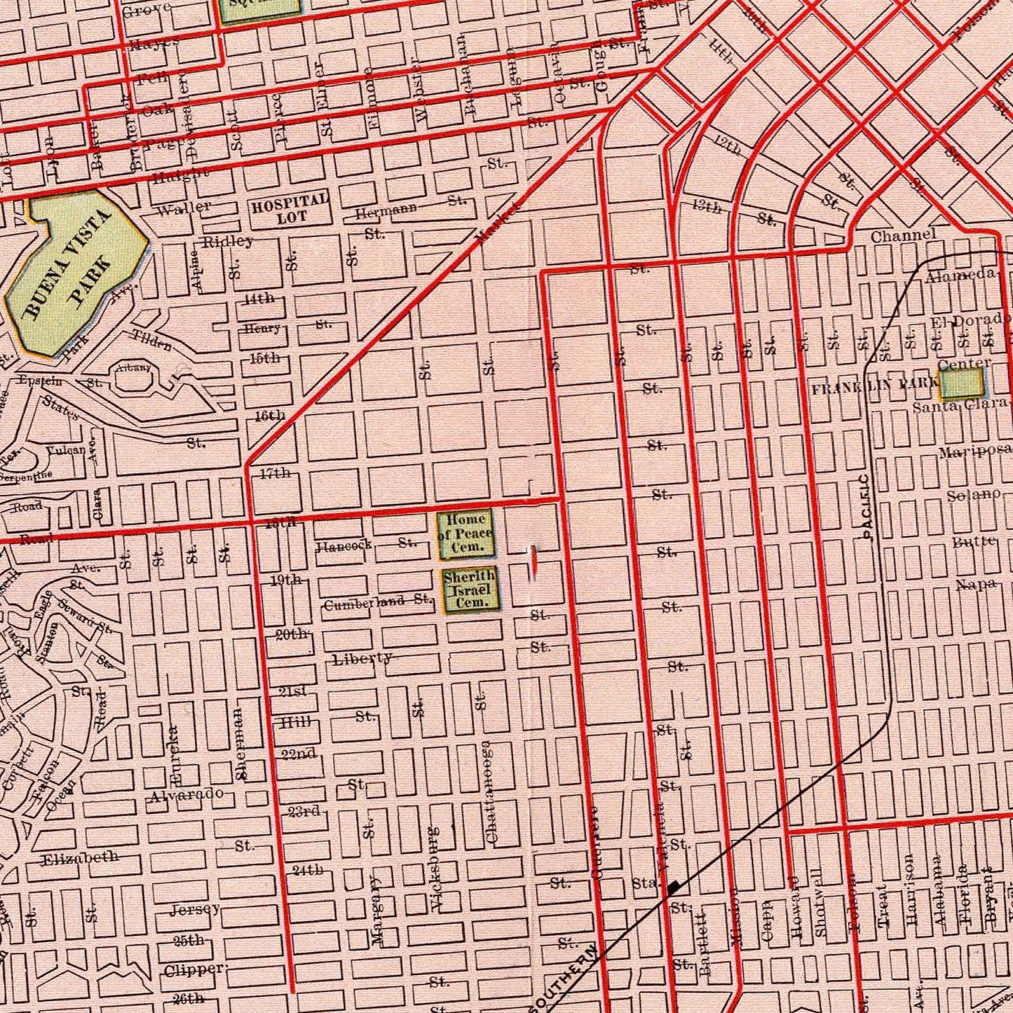 Vintage Map of San Francisco, California 1897