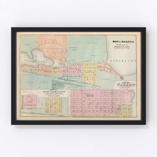Vintage Map of Janesville, Minnesota 1874