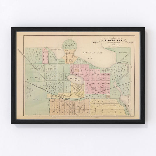 Vintage Map of Albert Lea, Minnesota 1874