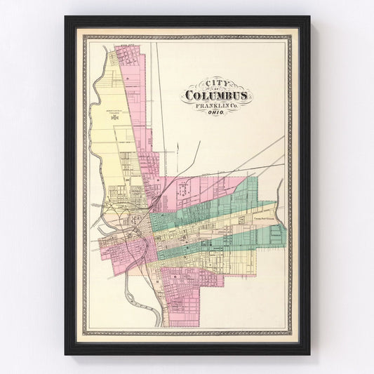 Vintage Map of Columbus, Ohio 1872