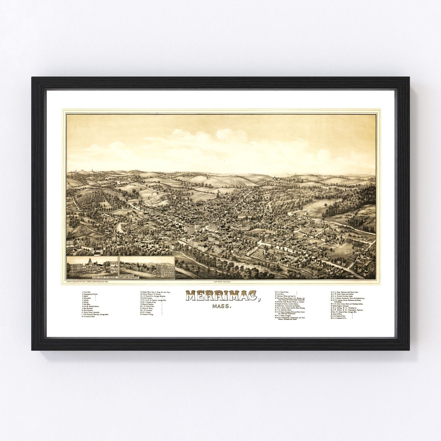 Vintage Map of Merrimac, Massachusetts 1889