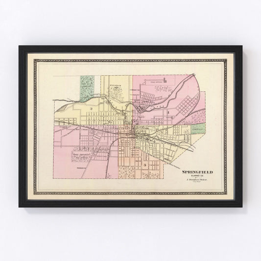 Vintage Map of Springfield, Ohio 1872