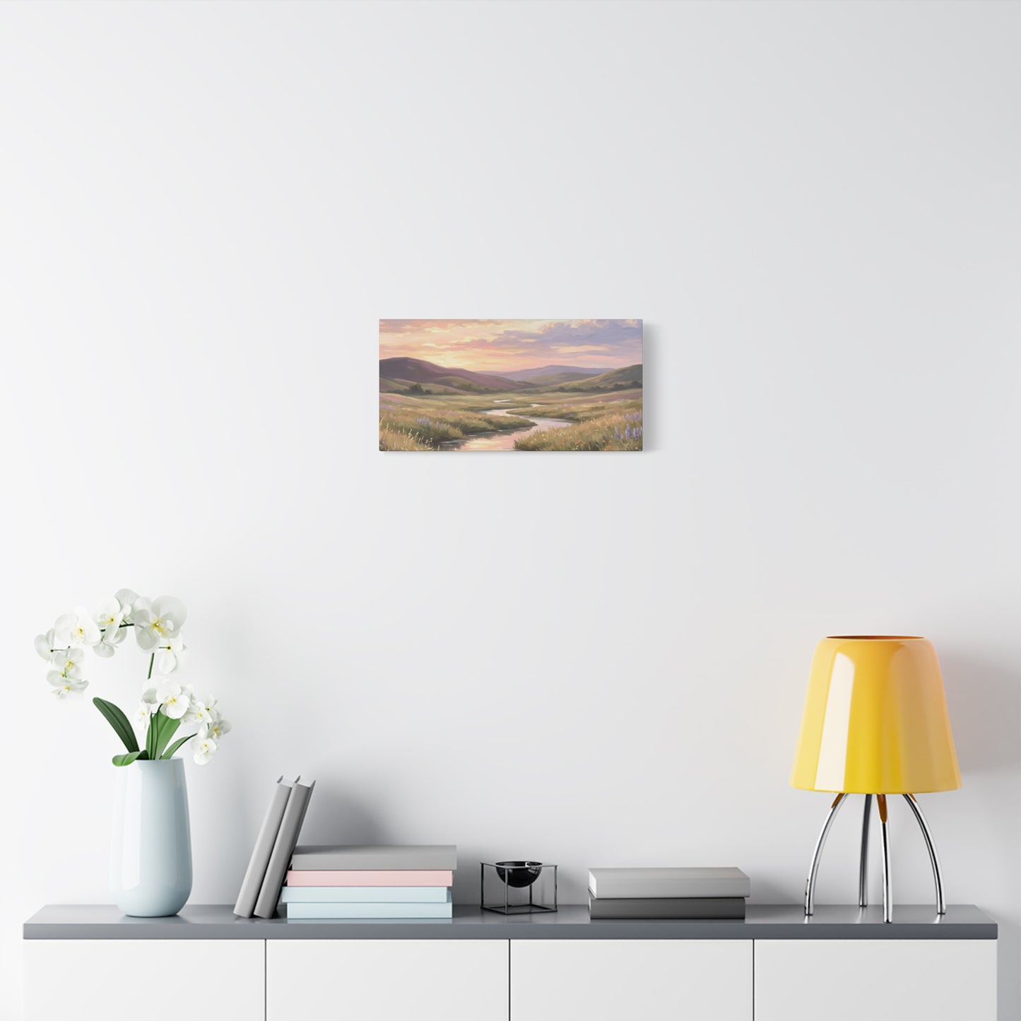 Sunset Meadow Canvas Wall Art - Stretched Matte Landscape Print