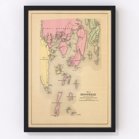 Vintage Map of Boothbay, Maine 1894