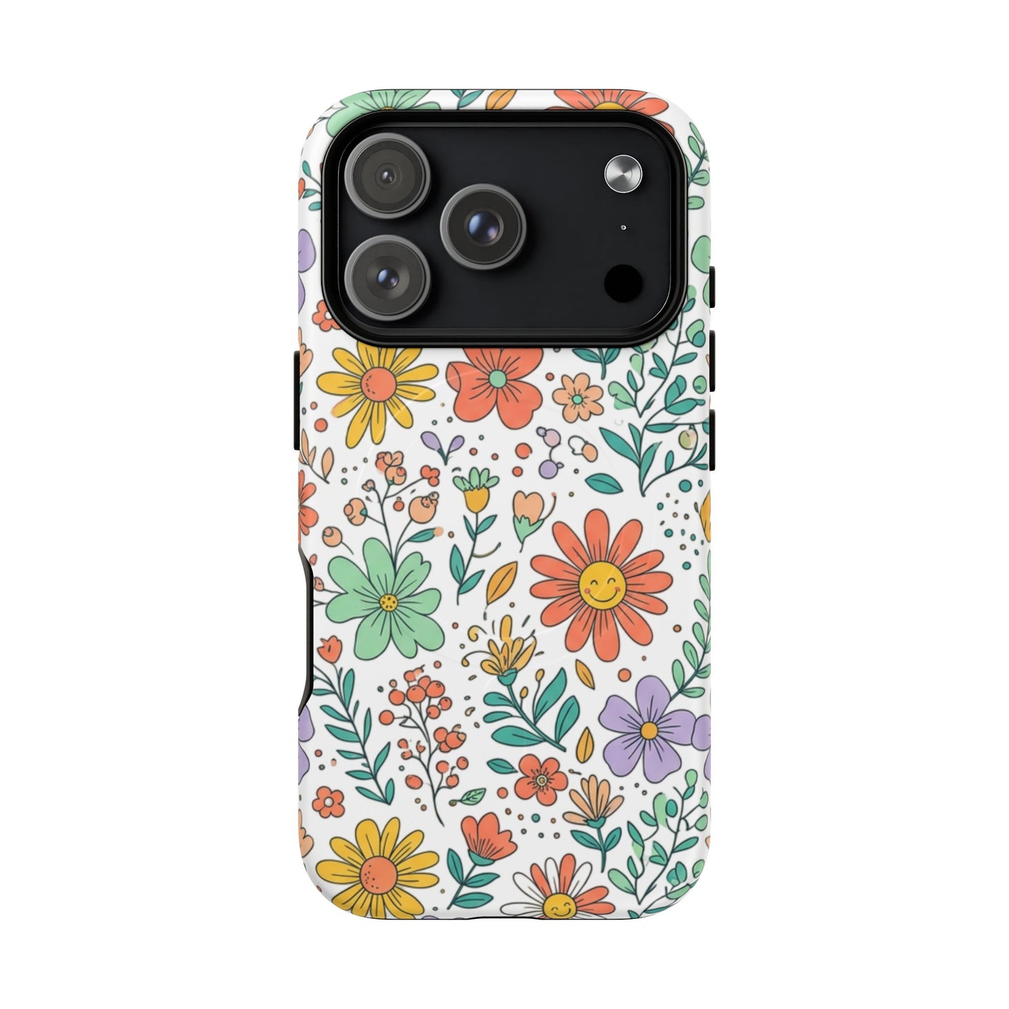 Floral Doodle Tough Magnetic Phone Case – Colorful Wildflower Protection