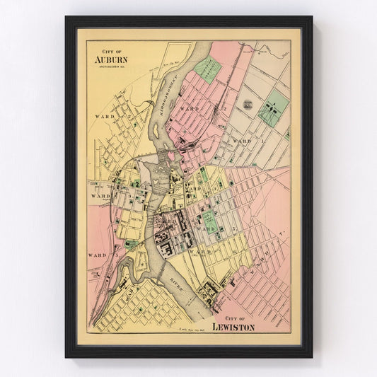 Vintage Map of Auburn, Maine 1894