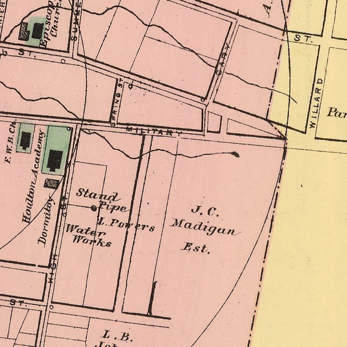 Vintage Map of Houlton, Maine 1894