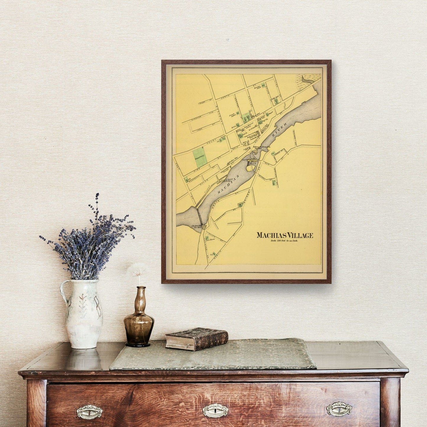 Vintage Map of Machias, Maine 1894
