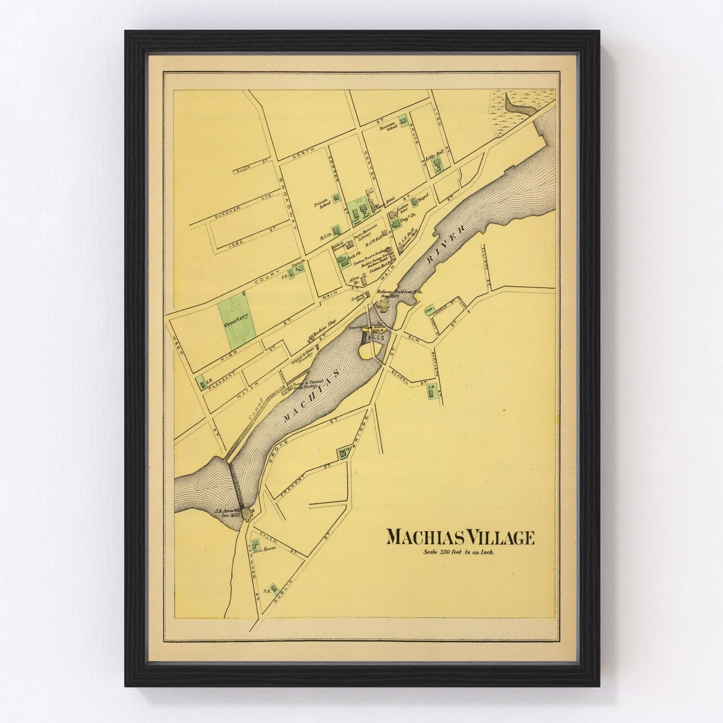 Vintage Map of Machias, Maine 1894