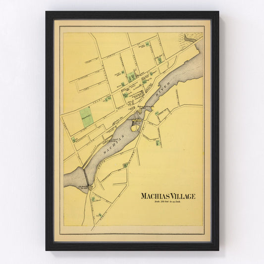 Vintage Map of Machias, Maine 1894