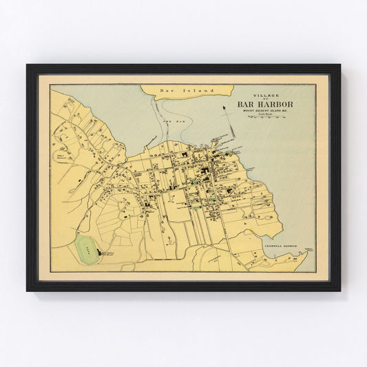 Vintage Map of Bar Harbor, Maine 1894