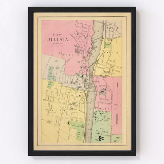 Vintage Map of Augusta, Maine 1894