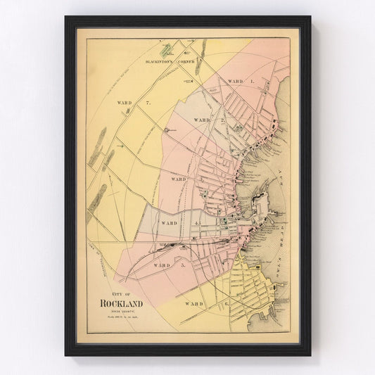 Vintage Map of Rockland, Maine 1894