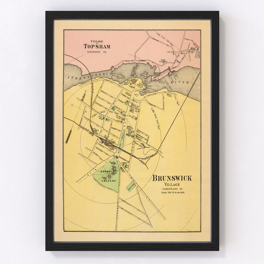Vintage Map of Brunswick, Maine 1894