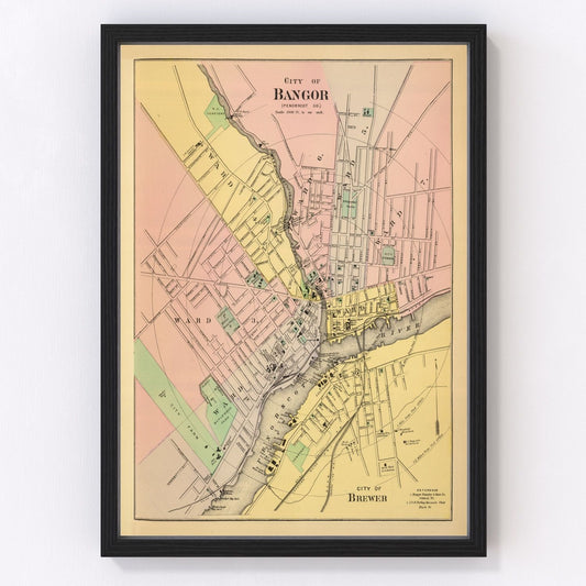 Vintage Map of Bangor, Maine 1894