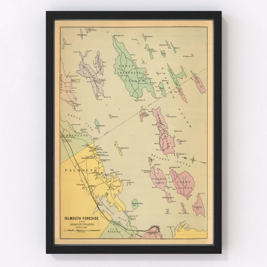 Vintage Map of Falmouth Foreside, Maine 1894
