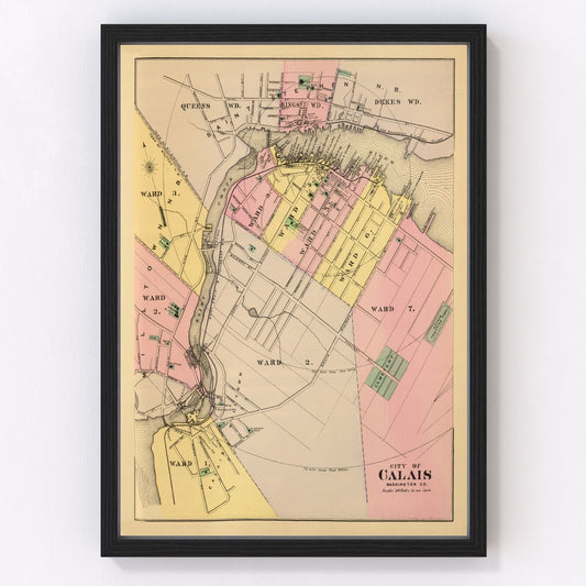 Vintage Map of Calais, Maine 1894
