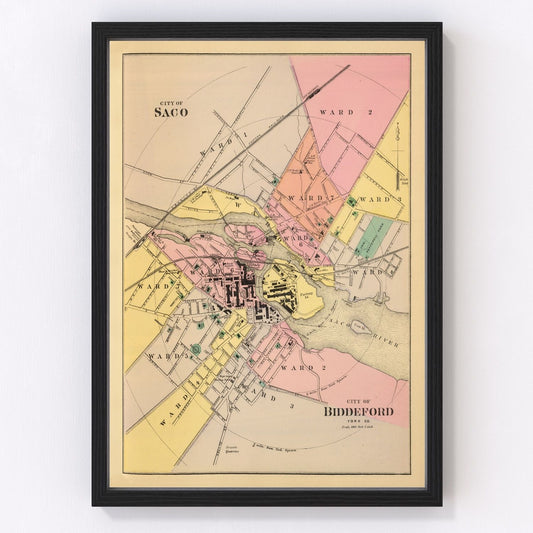 Vintage Map of Biddeford, Maine 1894