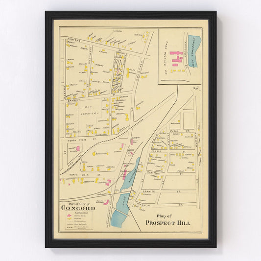 Vintage Map of Concord, New Hampshire 1892