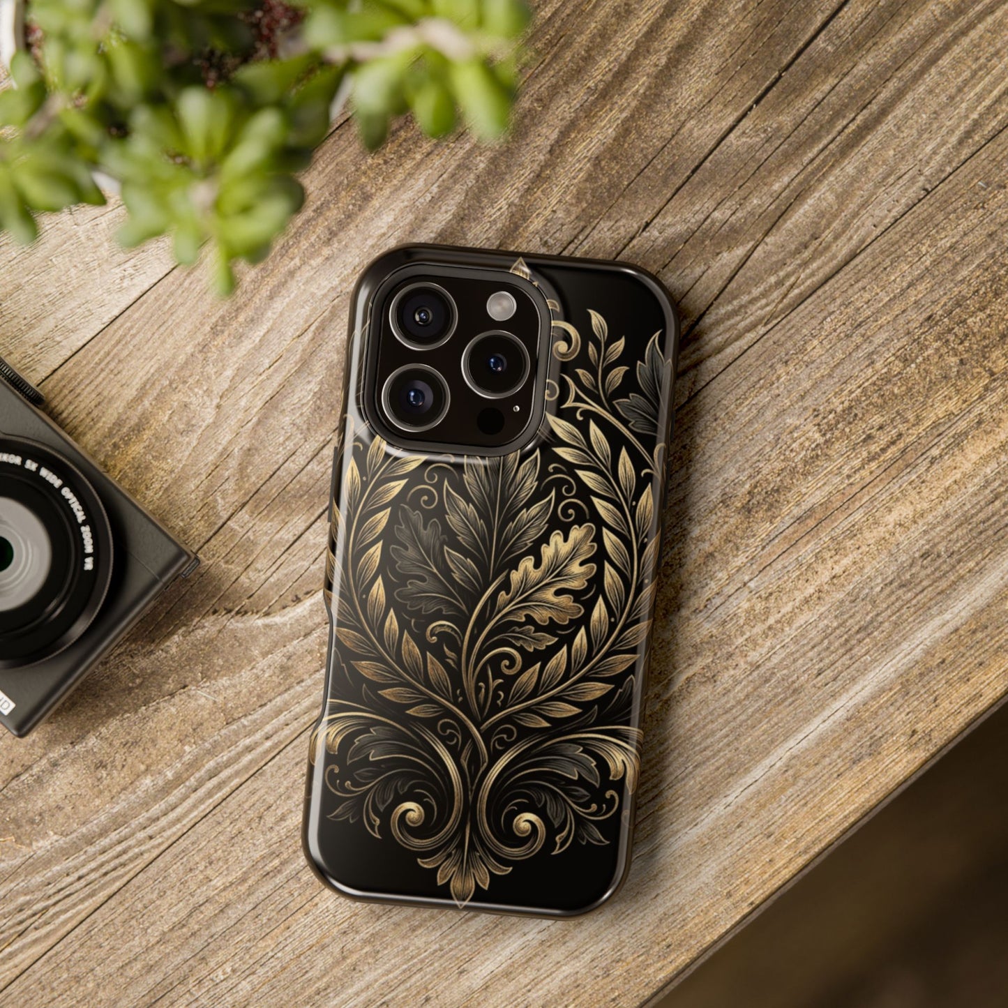 Baroque Gold Leaf Phone Case — Impact-Resistant Protective Cover