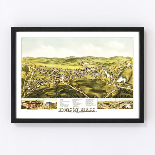 Vintage Map of Monson, Massachusetts 1879