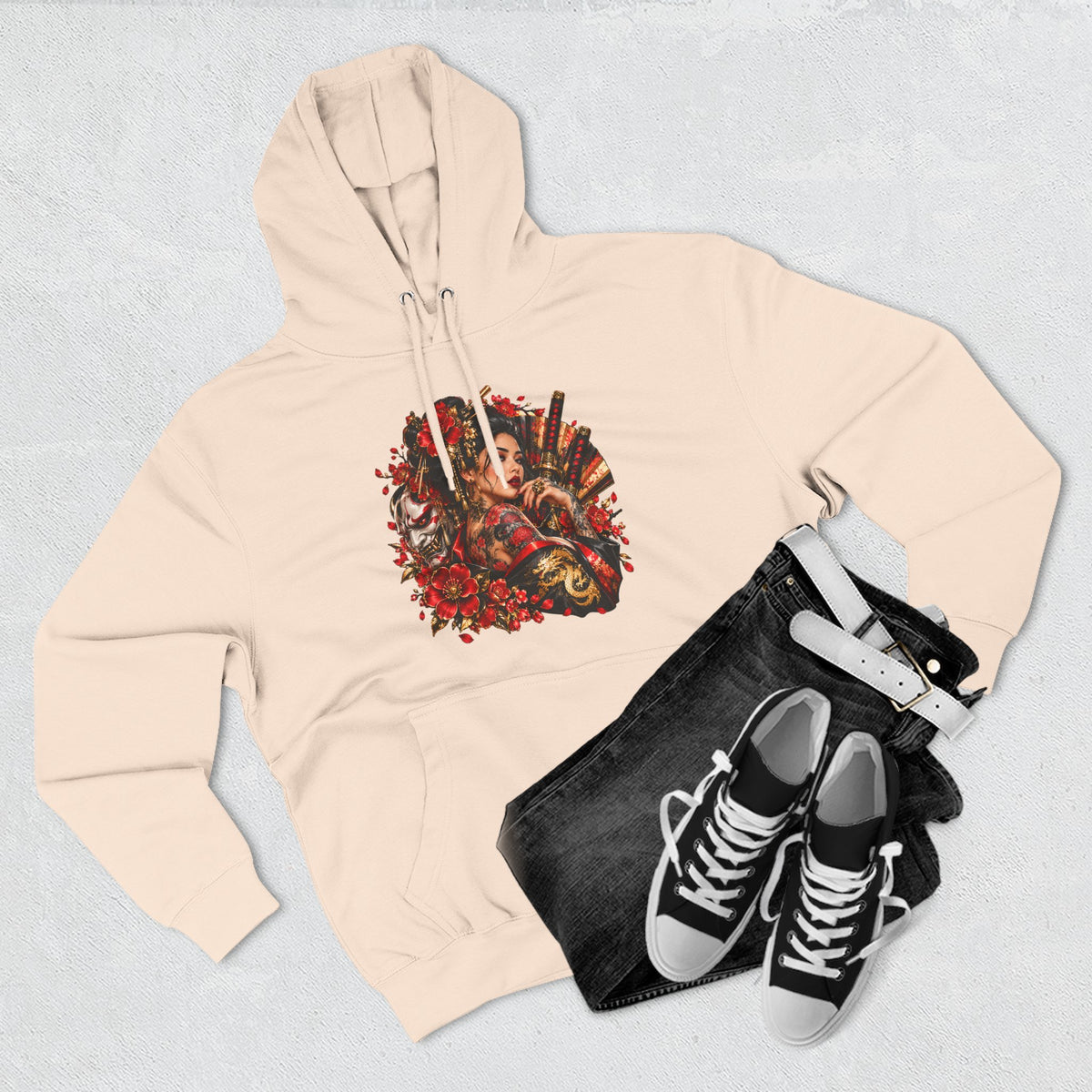 Floral Skull Hoodie — Gothic Rose Graphic Fleece Hoodie
