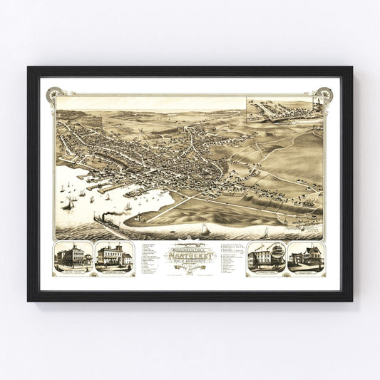 Vintage Map of Nantucket, Massachusetts 1881