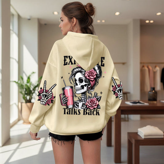 Women's Skull & Letter Print Long-Sleeve Sweatshirt