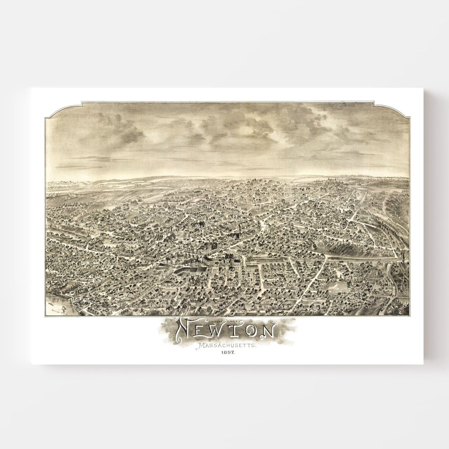 Vintage Map of Newton, Massachusetts 1897