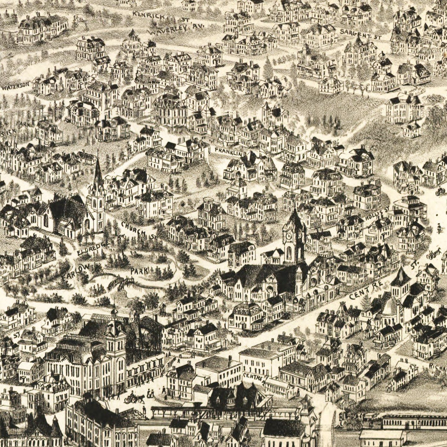 Vintage Map of Newton, Massachusetts 1897