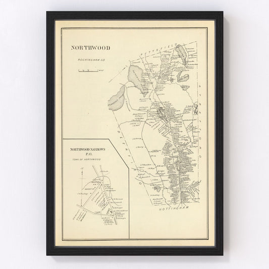 Vintage Map of Northwood, New Hampshire 1892