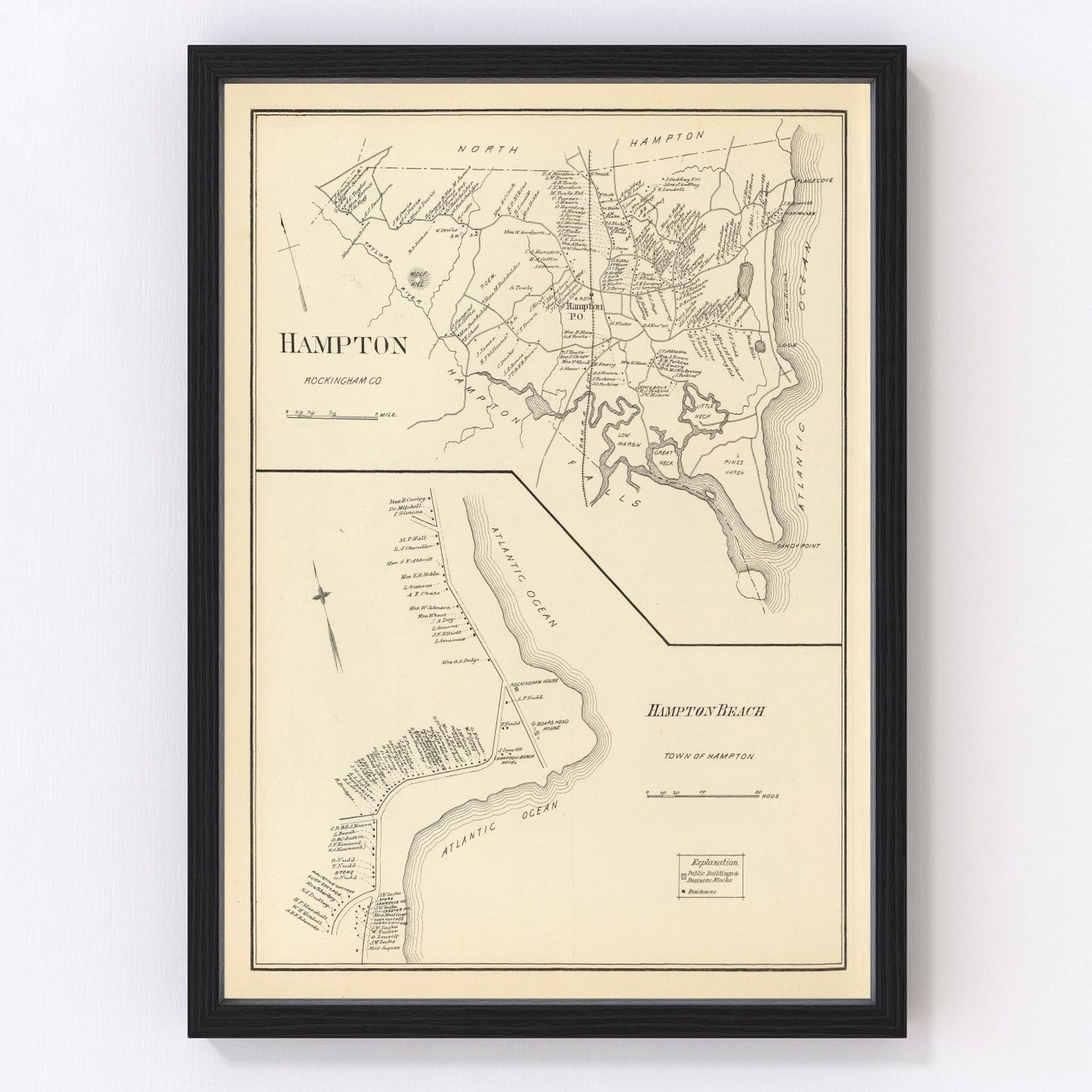 Vintage Map of Hampton, New Hampshire 1892