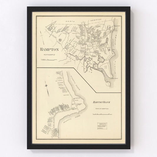 Vintage Map of Hampton, New Hampshire 1892