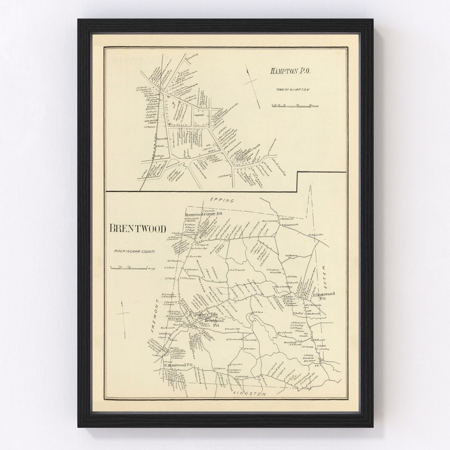 Vintage Map of Brentwood, New Hampshire 1892