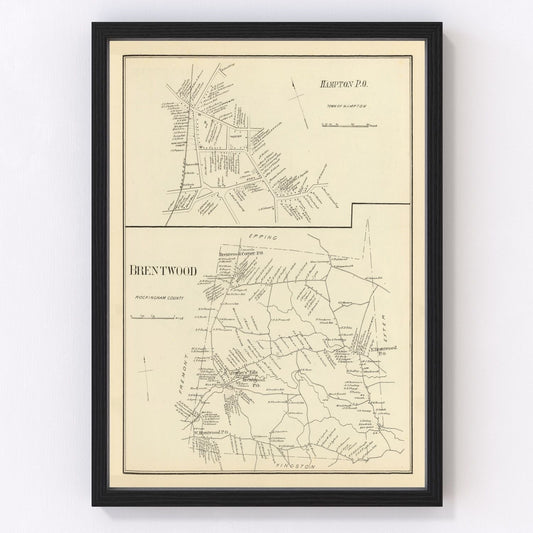Vintage Map of Brentwood, New Hampshire 1892