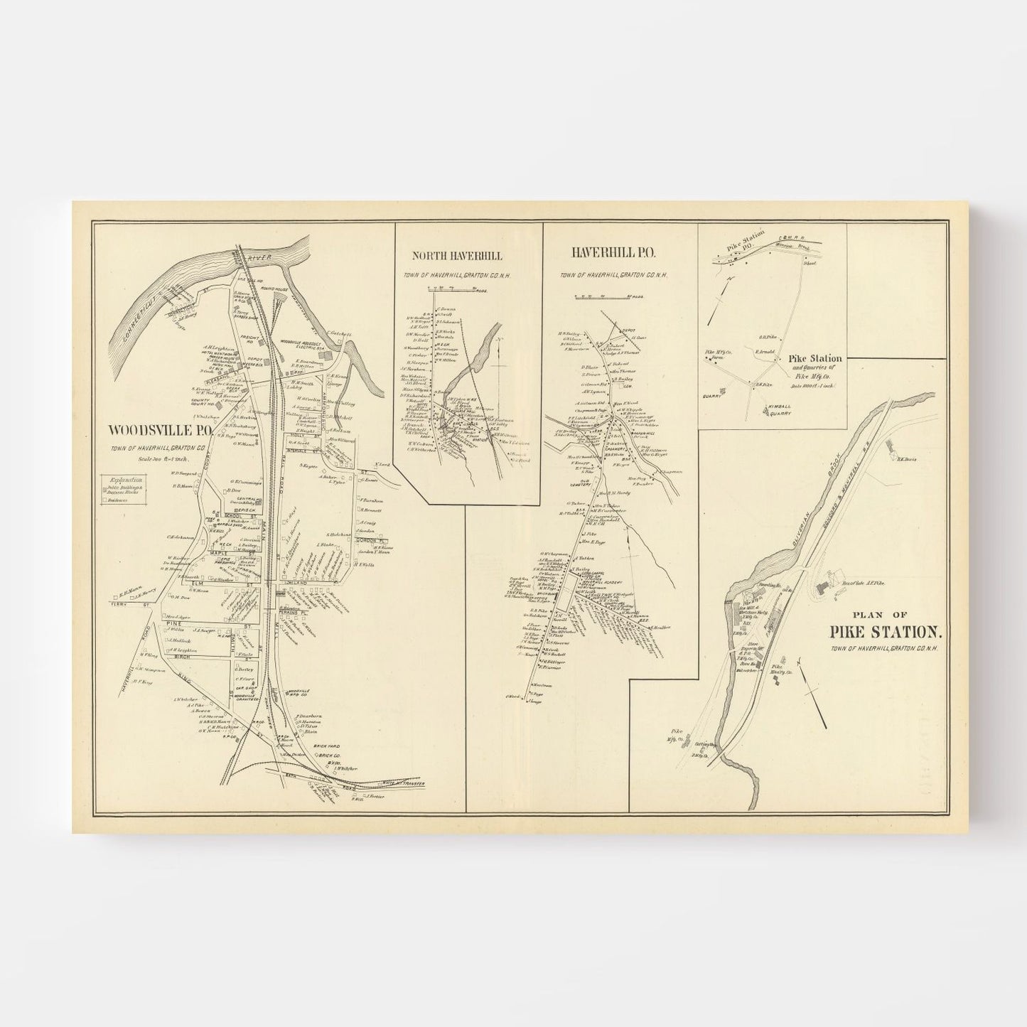Vintage Map of Haverhill, New Hampshire 1892