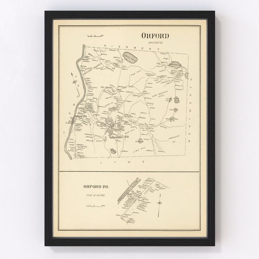 Vintage Map of Orford, New Hampshire 1892