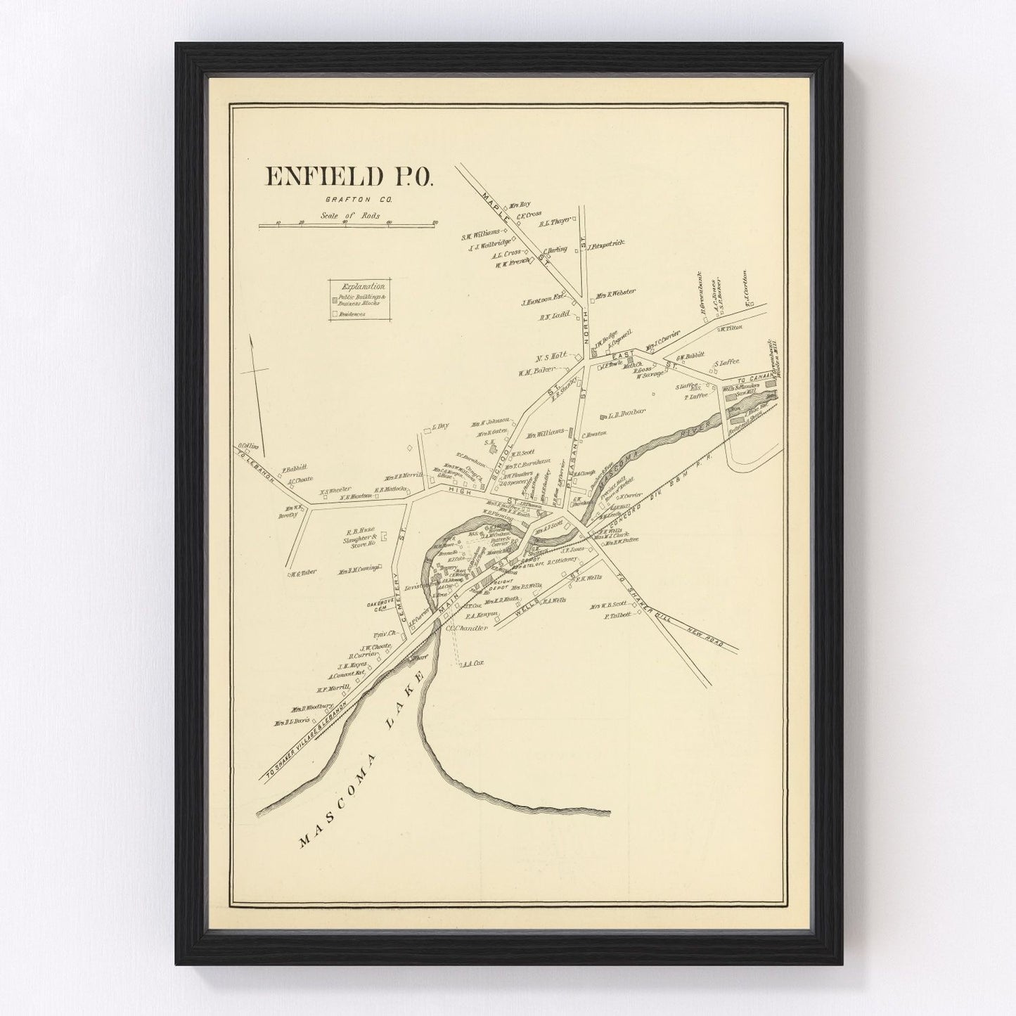 Vintage Map of Enfield, New Hampshire 1892