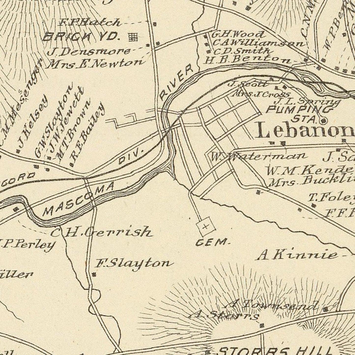 Vintage Map of Lebanon, New Hampshire 1892
