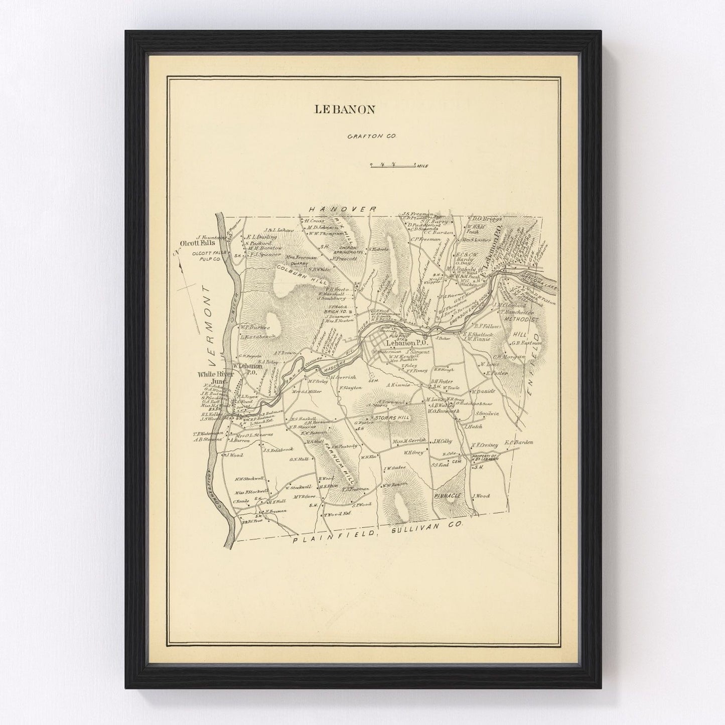 Vintage Map of Lebanon, New Hampshire 1892