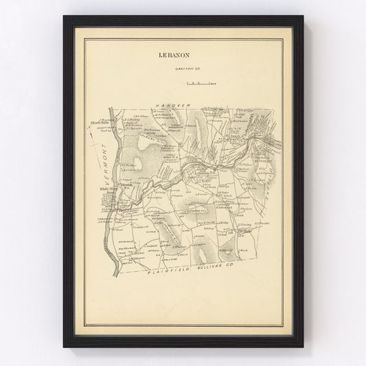Vintage Map of Lebanon, New Hampshire 1892