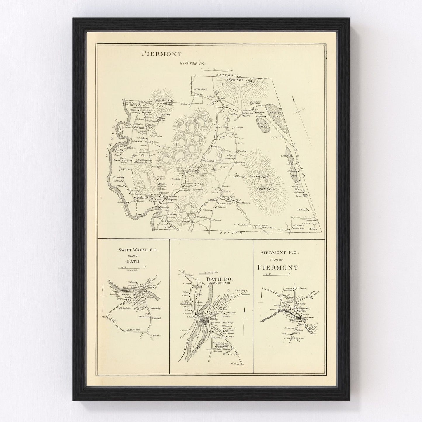 Vintage Map of Piermont, New Hampshire 1892