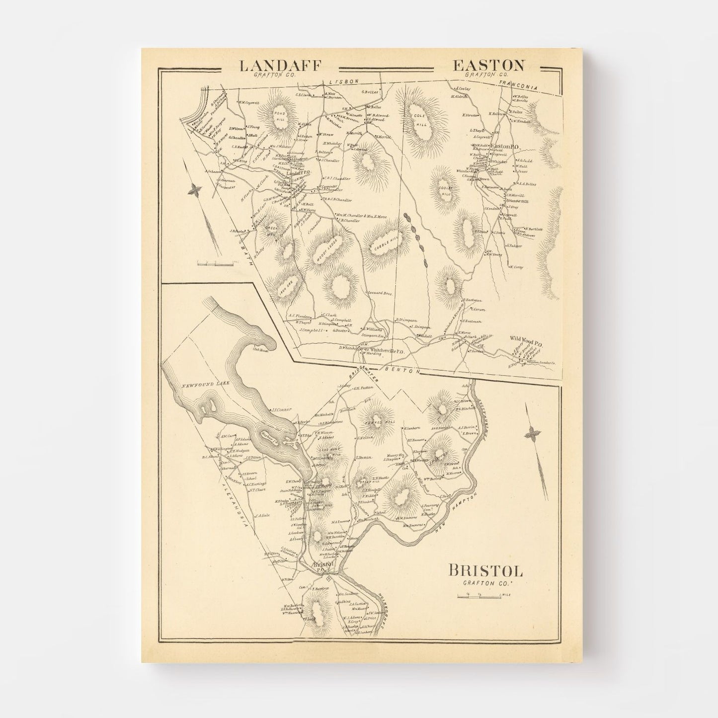 Vintage Map of Easton, New Hampshire 1892