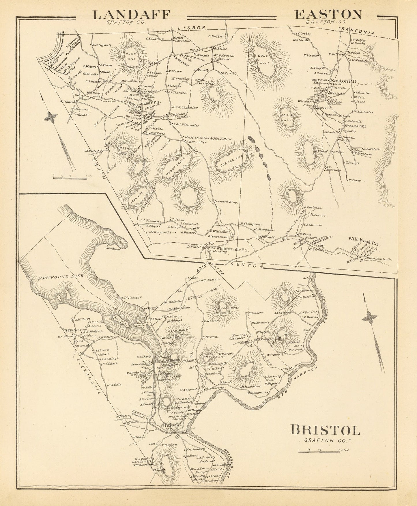 Vintage Map of Easton, New Hampshire 1892